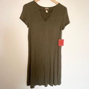 Olive green midi crisscross dress size XS